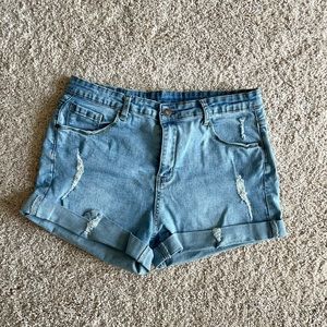 NWOT High Rise Light Wash Distressed Jean Shorts